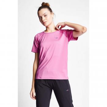 T-shirt sportiva rosa a maniche corte per donne 24B-2003 XS