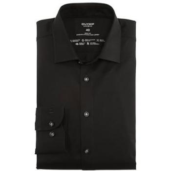 Slim Fit Jersey Businesshemd OLYMP Level Five, Größe 43, schwarz