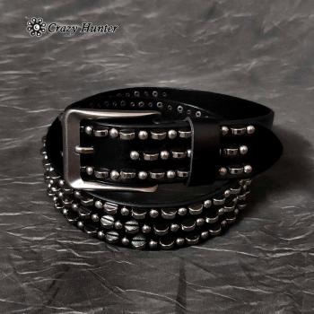 Cinturón punk rock de cuero para hombre, 38MM