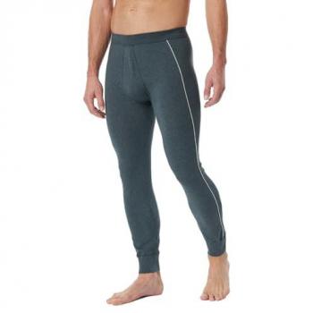 Schiesser Herren Comfort Fit Lange Unterhose mit Eingriff aus Bio-Baumwolle in Blau-Meliert