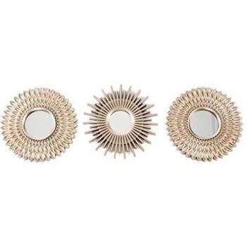 Set de 3 espejos dorados para decoración de pared