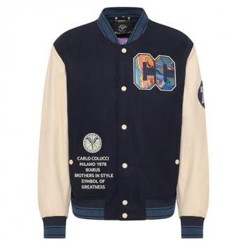 College‑Blouson mit Leder‑ und Wollmix von Carlo Colucci