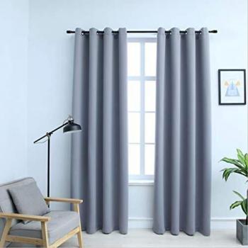 Sonata Blackout Curtains with Metal Rings 2 pcs Grey 140x225 cm