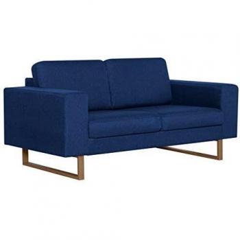 Fabric Blue Dual-Seat Sofa by VidaXL