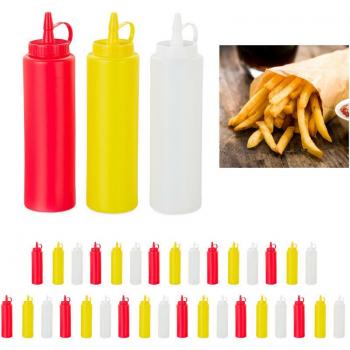 Pacchetto 36x Squeeze Bottles 400ml – Senape (Rosa, Giallo, Bianco)