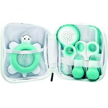 Bébé Confort Set Toilette Cura del Neonato con Termometro per Bagnetto, Forbicine, Tagliaunghie, Spazzola e Pettine, Azzurro