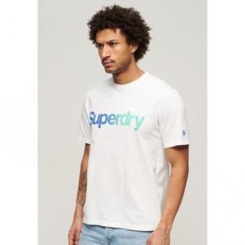 T-shirt homme Superdry blanc avec logo Core taille L ample