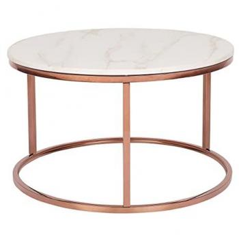 Mesa de Centro de Diseño Coral con Tablero de MDF y Efecto Mármol Beige
