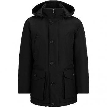Black Hugo Boss M‑Size Hooded Button‑Up Jacket