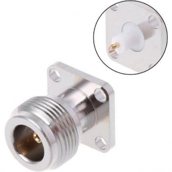 Montaje Panel N-KFD-5 Conector Coaxial RF Brida Niquelada Femenino