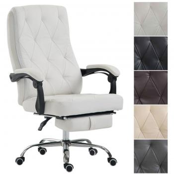 CLP Chefsessel Gear, Kunstlederbezug, ergonomisch, Fußstütze, max. 136 kg belastbar, höhenverstellbar, in weiß