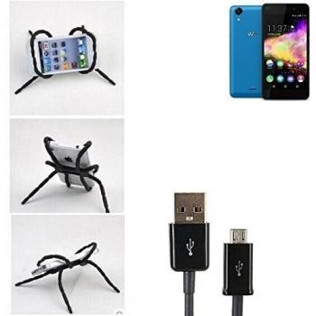 Soporte de teléfono para coche y mesa Wiko Rainbow Up, negro