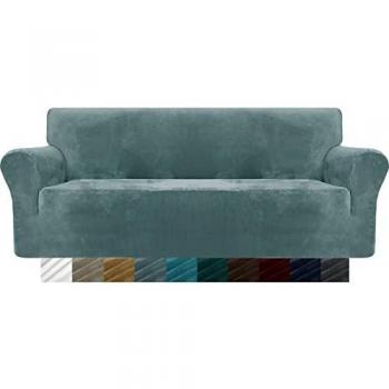 MAXIJIN Canapé-lit 3 places avec housse en velours et protection anti-tache pour chiens et chats (Gris clair)