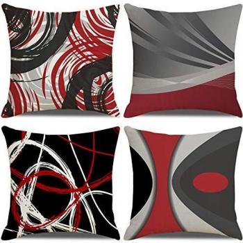 LaxeuYo 18x18 Red Abstract Strip Cushion Cover Collection – Sofa Pillow Decor