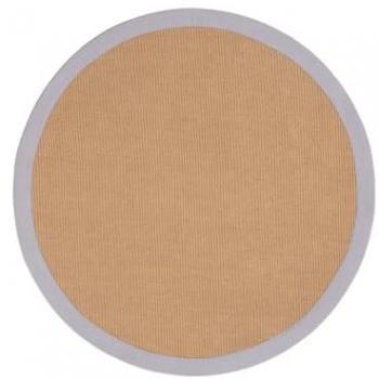 Carpetfine Sisal Teppich, rund, 5 mm, farbige Umrandung, rutschhemmend