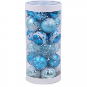 Decoración Navideña Azul: Pack de 24 Bolas 6cm