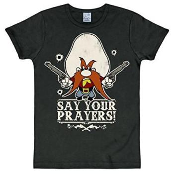 Looney Tunes „Yosemite Prayer“ Herrenshirt XL Schwarz – 100 % Baumwolle, Rundhals, cooler Retro‑Design
