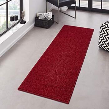 Synthetic Red Velvet Modern Rug (80 cm × 200 cm)