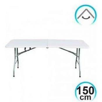 Mesa Plegable Resina y Acero 150 cm – Blanco