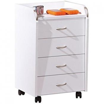Büro-Rollcontainer, 4 Schubladen, 40 x 36 x 65 cm, weiß
