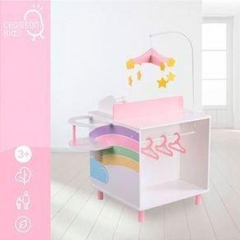 Teamson Kids Cambiador de Muñecas de Madera con Bañera, Trona y Almacenamiento 3 en 1, Blanco/Rosa, para Niños Mayores de 3 Años, Dimensiones 92