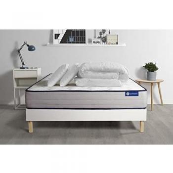 Pack Confort Ferme 22 cm : Matelas Actilatex Form, Sommier Blanc, 2 Oreillers, Couette