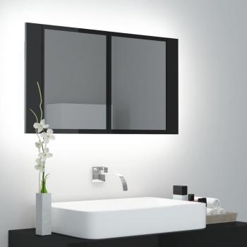 Eleganter LED-Badspiegelschrank Hochglanz Schwarz 80x12x45 cm