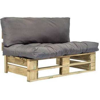 Divano pallet da giardino con cuscini grigi