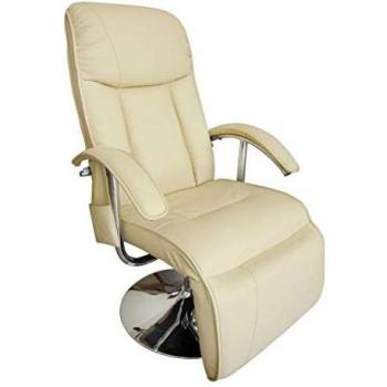 Recliner Masajear VidaXL en Tonos Blanco y Crema