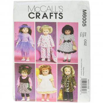 McCall's 18‑Inch Doll Garment Set – Pattern M6005, One Size Only