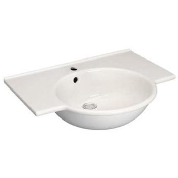 Lavabo autoportant SAPHO 65x52 cm en grès blanc – Trop‑plein intégré – Réf P164401