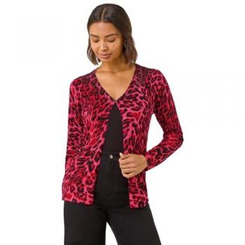Cardigan à Motif Animal Rouge Roman