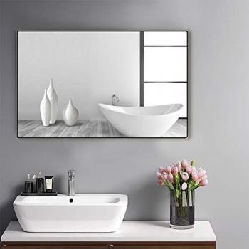 MEILISUN Modern Black Aluminum Framed Bathroom Mirror