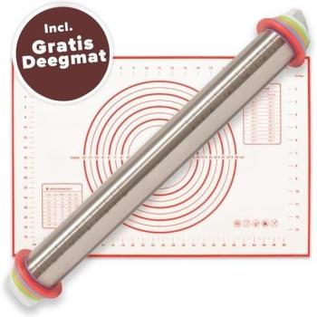 Nimma® Rouleau à pâte en acier inoxydable avec tapis de cuisson XL 60 x 40 cm