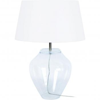 Lampe à poser en verre avec abat-jour en tissu
