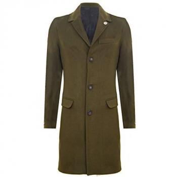 Infinity Leather Olive Wool Long Coat – 4XL Mens