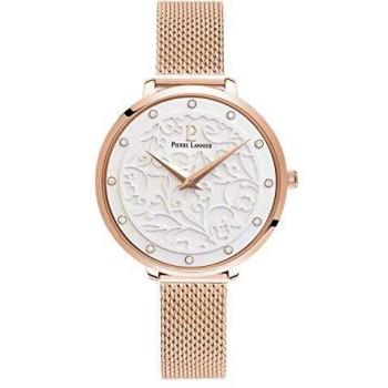 Orologio Solo Tempo Donna Pierre Lannier Eolia Acciaio Rosa Quarzo Vetro Minerale Analogico