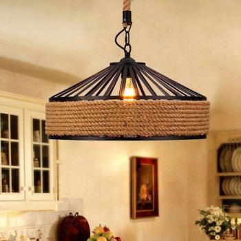 Cafe Style Hemp Rope Pendant Lamp