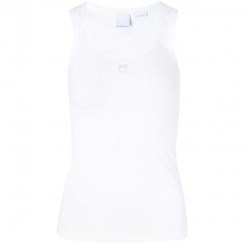Top in cotone a costine bianco Pinko, slim fit, M