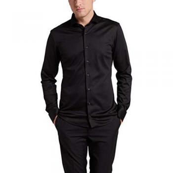 Eterna Herren Langarmshirt – Slim Fit, Schwarz, Non Iron, Größe 39