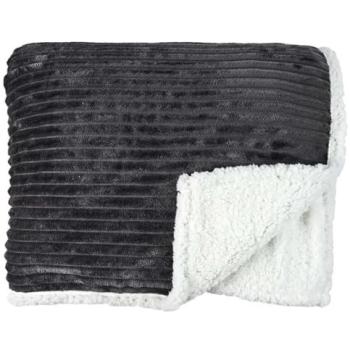 Plaid Côtelé Flanelle + Sherpa Gris Anthracite 180x220 cm – Altobuy