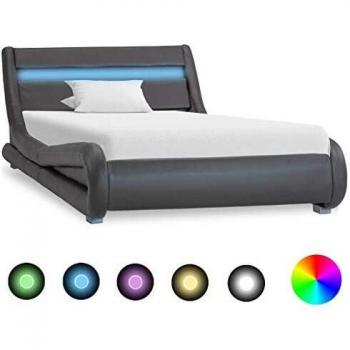 Sonata LED Bed Frame Grey Faux Leather 39 x 79 inches