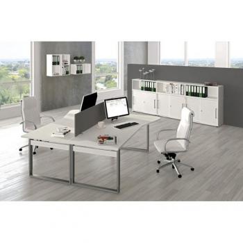 Schreibtisch Ahorn Form5 mit Bügel-Gestell 180x80x68-82cm