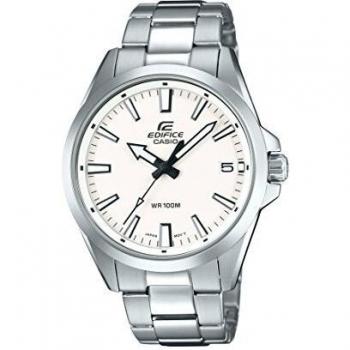 Reloj Casio EDIFICE con Correa de Acero, Dial Blanco, EFV-100D-7AVUEF