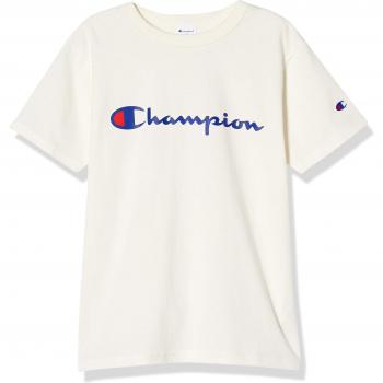 Champion 100% Cotton Boys’ Short Sleeve T-Shirt – 140g, Logo Design, White