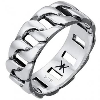 KUZZOI Herren Chunky Chain Look Ring 925 Silber Größe 64