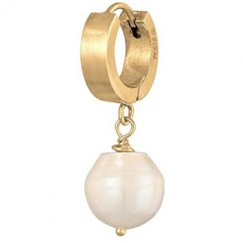 KUZZOI Sterling-Silber Single-Creolen für Herren mit Perle