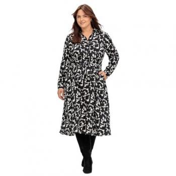Feminin gemustertes Hemdblusenkleid von Sheego, Größe 44