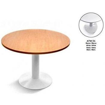 Rocada Esszimmertisch rund, 120 cm, weiß, Säulenfuß silber