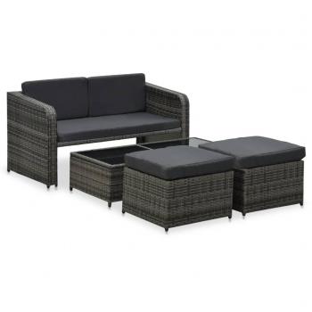 VidaXL 4 Piece Outdoor Lounge Set with Cushions Poly Rattan Anthracite
